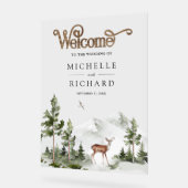 Hirsch-Hochzeit im Bergwald Willkommen Acrylschild (Winkel)