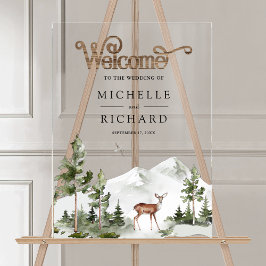 Hirsch-Hochzeit im Bergwald Willkommen Acrylschild