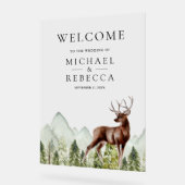Hirsch-Hochzeit im Bergwald Willkommen Acrylschild (Winkel)
