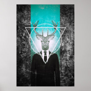 Hirsch im Anzug Poster