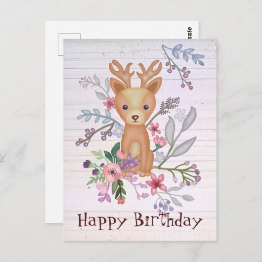 Hirsch im Busch Postkarte (Vorne/Hinten)