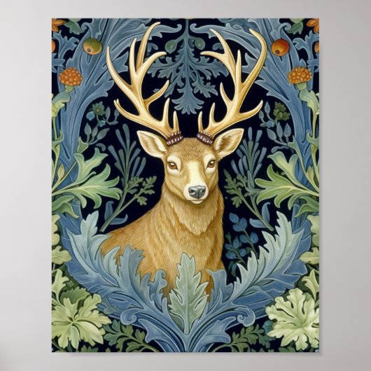 Hirsch im Jugendstil Poster (Vorne)