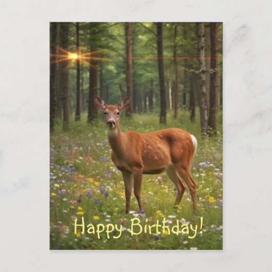 Hirsch im magischen Wald Postkarte (Vorderseite)