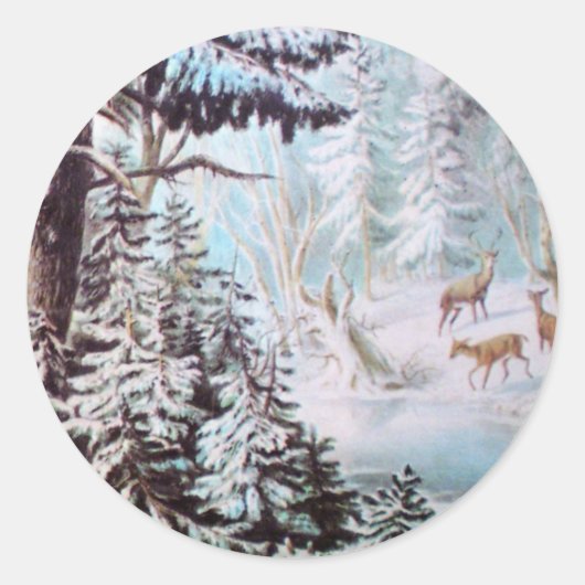 Hirsch im Schnee Sticker (Vorderseite)
