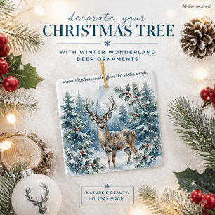 Hirsch im Schnee Weihnachten Wildlife Keramik Natu Keramikornament