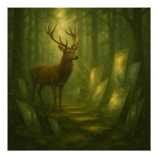 Hirsch im verzauberten Waldspiegelpfad – GeoWild Poster