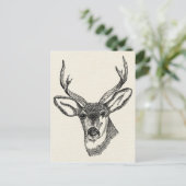 Hirsch im Vintage-Stil Postkarte (Stehend Vorderseite)