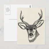 Hirsch im Vintage-Stil Postkarte (Vorne/Hinten)