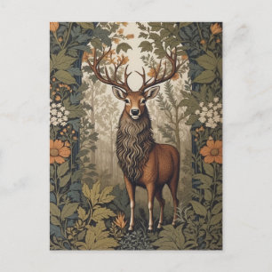 Hirsch im Wald Inspiriert von William Morris Postkarte
