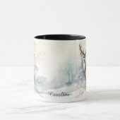 Hirsch im Winterwald Schnee Tasse (Zentrum)