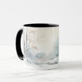 Hirsch im Winterwald Schnee Tasse (Vorderseite Links)