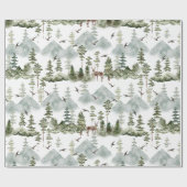 Hirsch Immergrüner Wald Geschenkpapier (Flach)