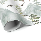 Hirsch Immergrüner Wald Geschenkpapier (Rolleneckpunkt)
