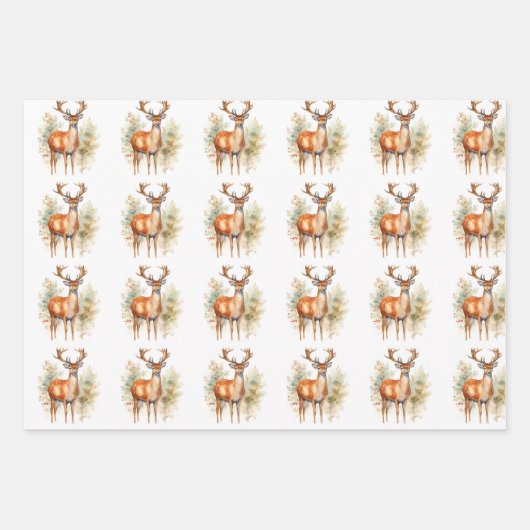 Hirsch in den Wäldern Weihnachten Geschenkpapier Set (Vorderseite 2)