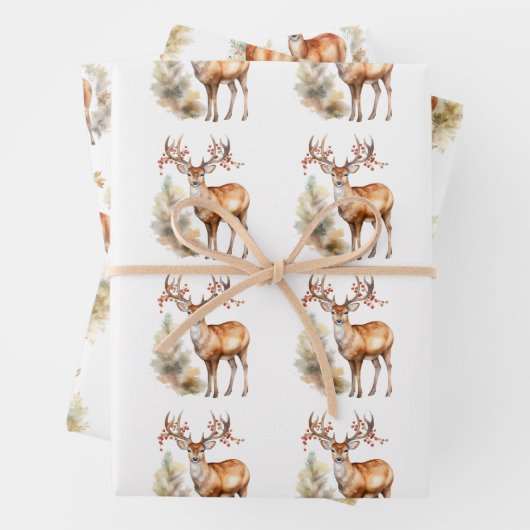 Hirsch in den Wäldern Weihnachten Geschenkpapier Set (Beispiel)
