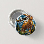 Hirsch in der Berglandschaft Button (Vorne & Hinten)