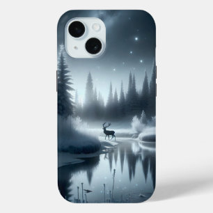Hirsch in einem Winterfluss bei Nacht Case-Mate iPhone Hülle