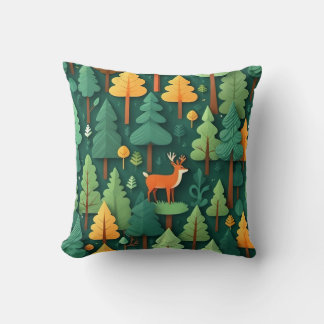 Hirsch in Holz (botanische Darstellung/Naturdarste Kissen