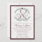 Hirsch in Kranz mit Monogramm Einladung (Vorderseite)