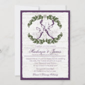 Hirsch in Kränz mit Monogramm-Pflaume Einladung (Vorderseite)