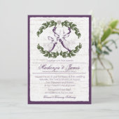 Hirsch in Kränz mit Monogramm-Pflaume Einladung (Stehend Vorderseite)