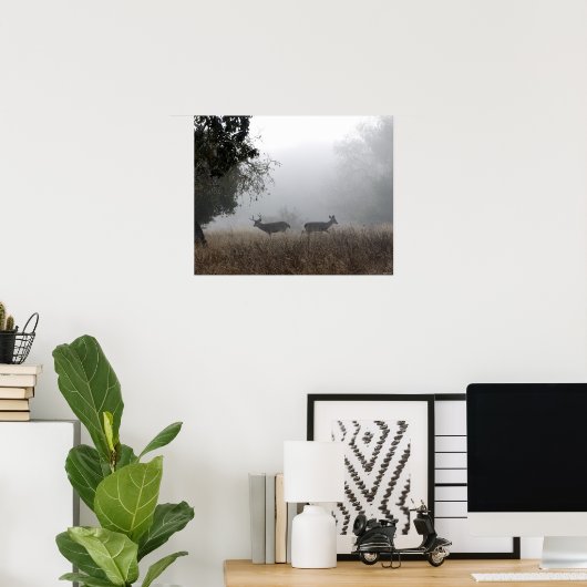 Hirsch in Nebel Poster (Heimbüro)