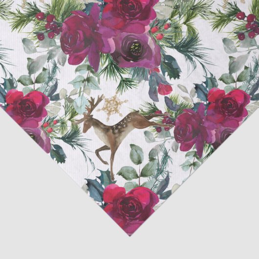 Hirsch in Rose und Holly Seidenpapier (Ausschnitt)