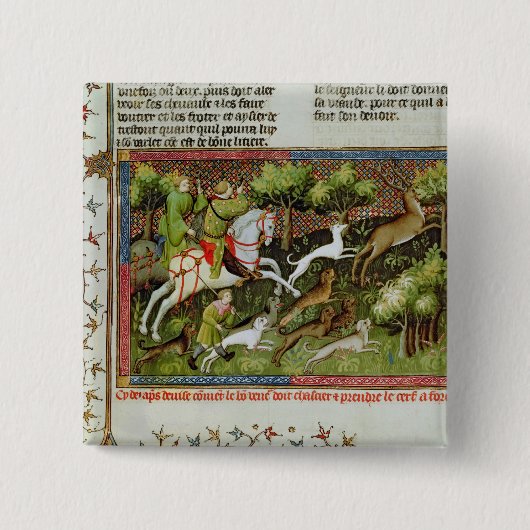 Hirsch-Jagd, von der Livre de la Chasse Button (Vorderseite)