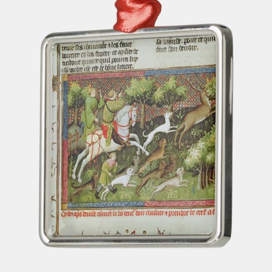 Hirsch-Jagd, von der Livre de la Chasse Ornament Aus Metall (Links)