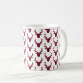 Hirsch Karo Dunkelrot Burgund Kaffeetasse (VorderseiteRechts)