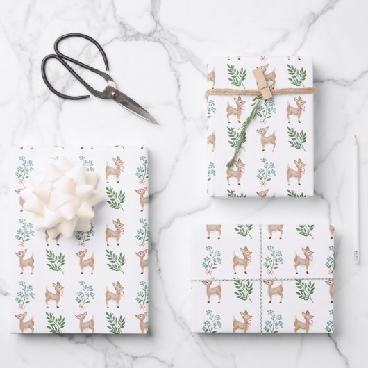 Hirsch Kleines Wrapping Paper Geschenkpapier Set (Vorderseite)
