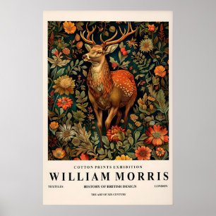 Hirsch-Kunstwerk im Stil von William Morris, Botan Poster