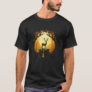 Hirsch Majestätischer Bock Geweih Wildnis Wald Tie T-Shirt