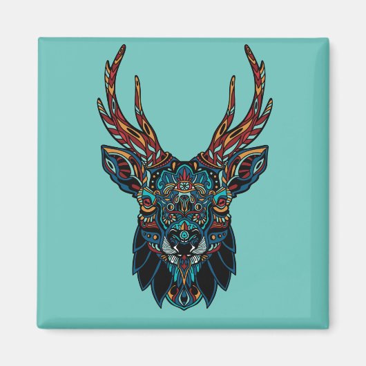 Hirsch-Mandala-Design Magnet (Vorne)