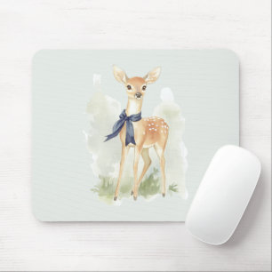 Hirsch mit blauem Band Mousepad