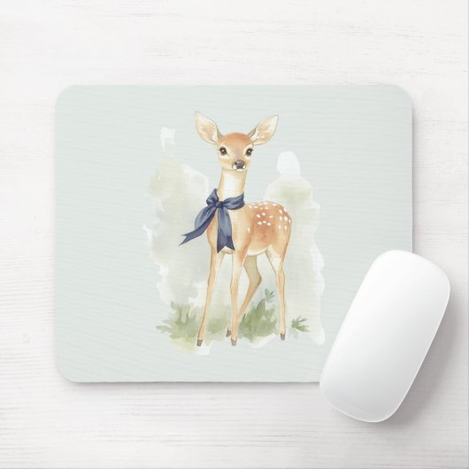 Hirsch mit blauem Band Mousepad (Mit Mouse)