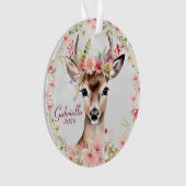 Hirsch mit Blumenkrone Ornament (Vorderseite)