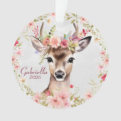 Hirsch mit Blumenkrone Ornament (Vorderseite)