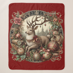 Hirsch mit Dekoration Sherpadecke