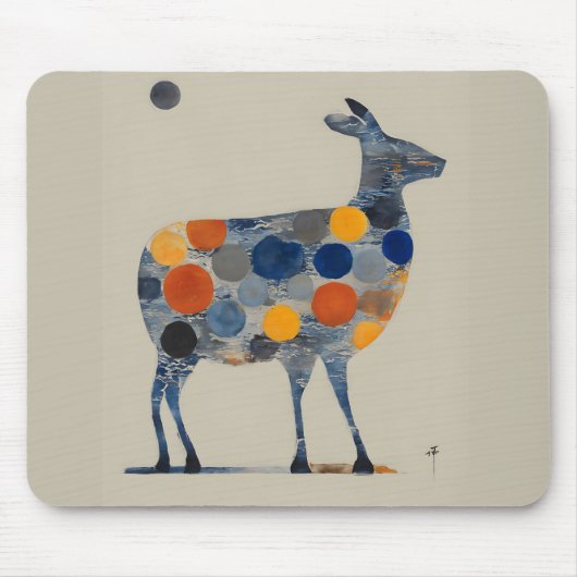 Hirsch mit farbigen Kreisen Mousepad (Vorne)