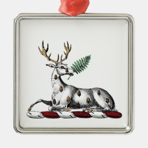 Hirsch mit Farn Heraldische Wappen-Emblem Ornament Aus Metall