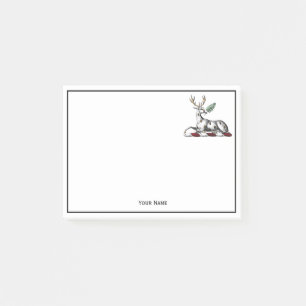 Hirsch mit Farn Heraldische Wappen-Emblem Post-it Klebezettel