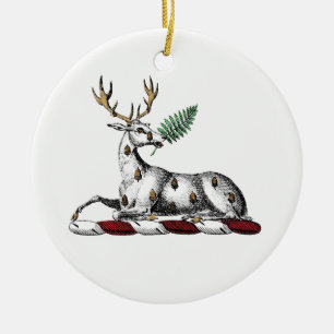 Hirsch mit Farn Wappensymbol Keramikornament