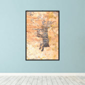 Hirsch mit Flöte Leinwanddruck (Insitu (Holzboden))