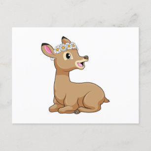Hirsch mit Gänseblümchen Postkarte