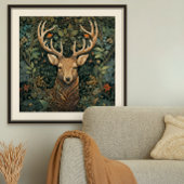 Hirsch mit Geweih im magischen Wald Poster
