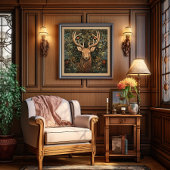 Hirsch mit Geweih im magischen Wald Poster