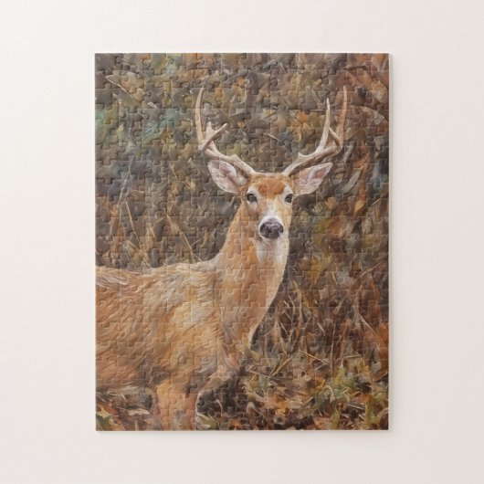 Hirsch mit Geweih Kunstpuzzle Puzzle (Vertikal)