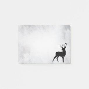 Hirsch mit Geweih schwarze Silhouette Post-it Klebezettel