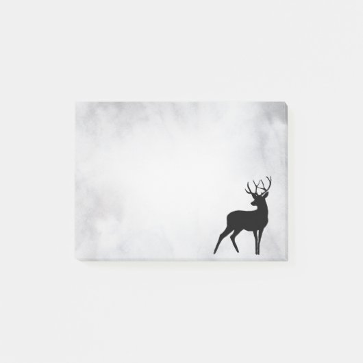 Hirsch mit Geweih schwarze Silhouette Post-it Klebezettel (Vorderseite)